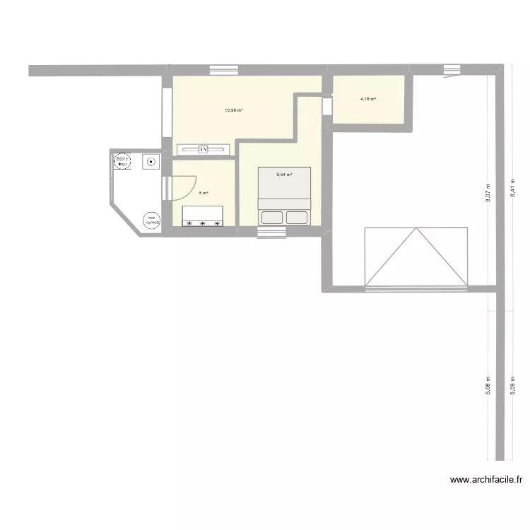 Agrand. Plan de 4 Pièces et 30 m²