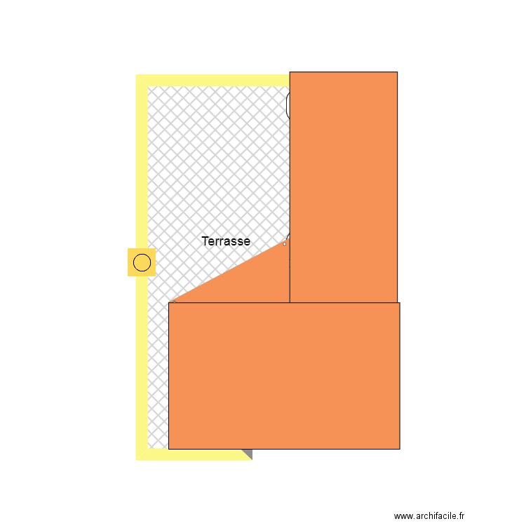 Terrasse cotée. Plan de 1 pièce et 10 m2