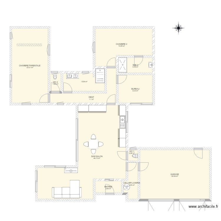 PATRICIA . Plan de 12 pièces et 150 m2