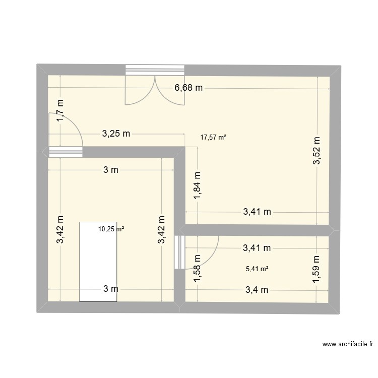 mini chalet. Plan de 3 pièces et 33 m2