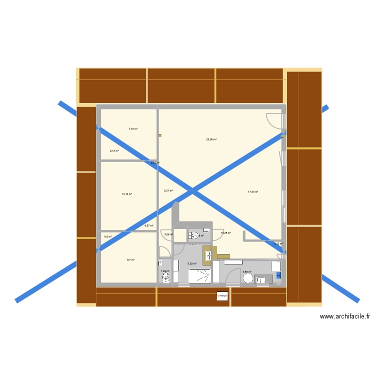 New healthy house 2. Plan de 17 pièces et 107 m2