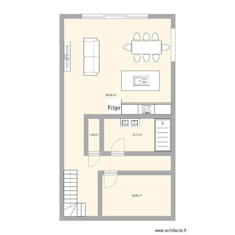 1&&&. Plan de 4 pièces et 73 m2