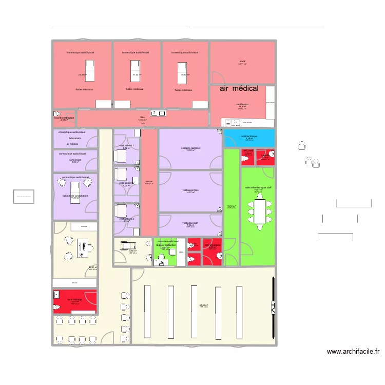 bloc a 3 salles. Plan de 29  et 346 m²
