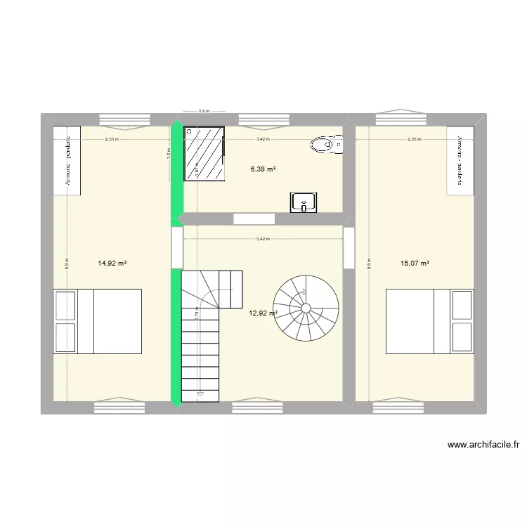 1er. Plan de 4 et 49 m² 1er. Plan de 4 et 49 m²
