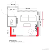 D) plan extension pr salon devant avec ligne rouge