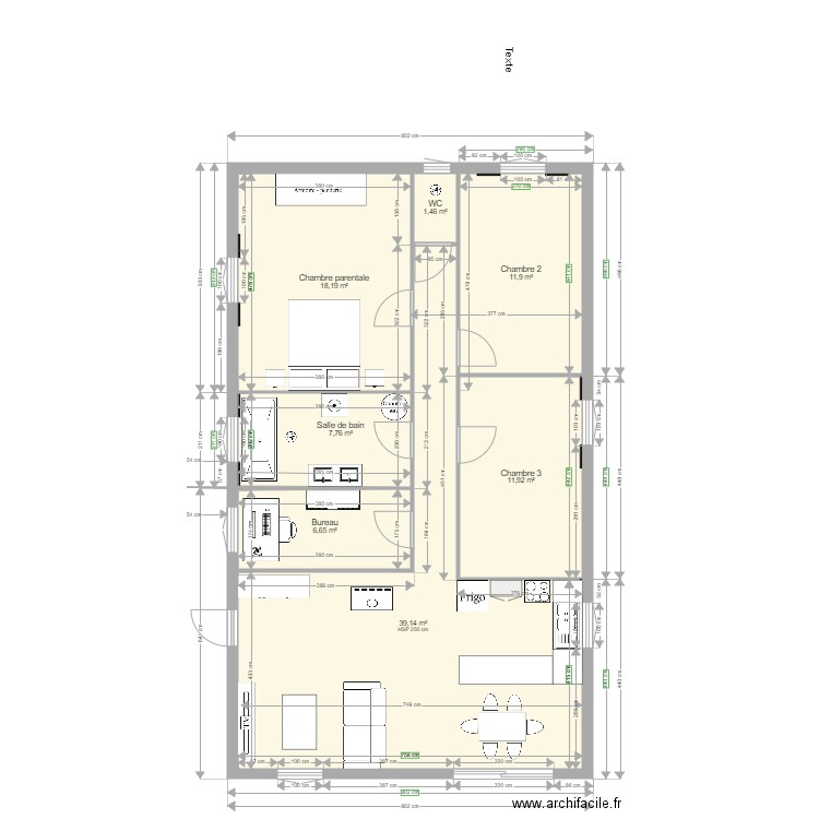 Plan futur maison V2. Plan de 7 pièces et 97 m2