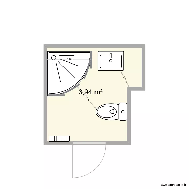 SDB AJuin 01. Plan de 1 Pièce et 4 m² SDB AJuin 01. Plan de 1 Pièce et 4 m²