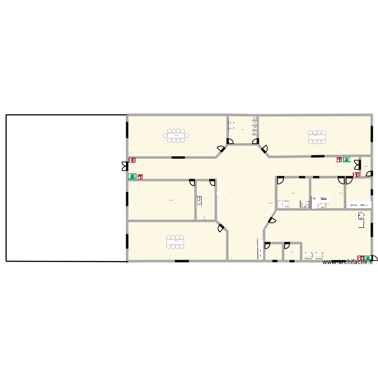garderie. Plan de 10 pièces et 893 m2