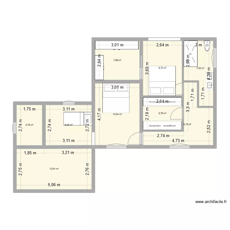 MAISON PEYPIN RDC TEST 1. Plan de 9  et 79 m²