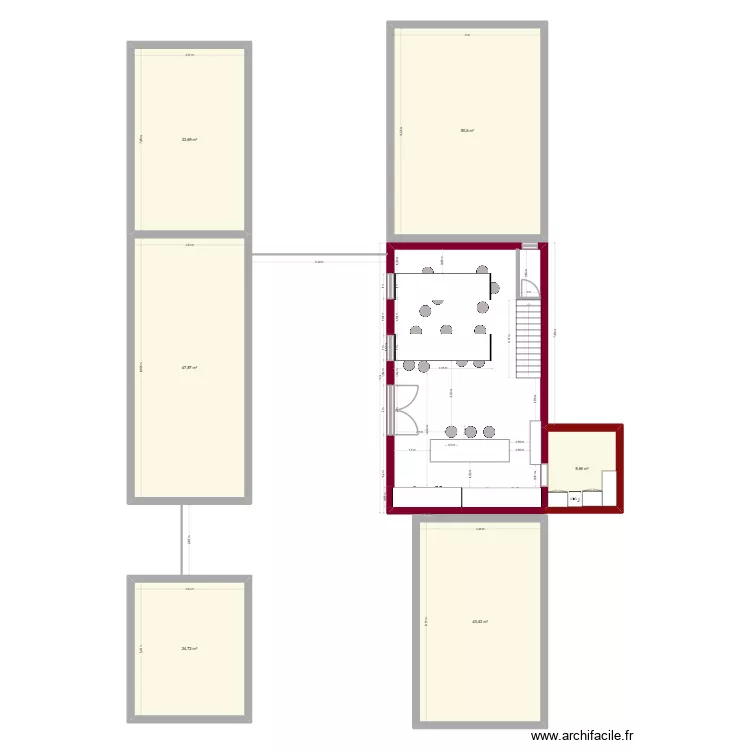Restaurant - Gambelon. Plan de 6  et 206 m²