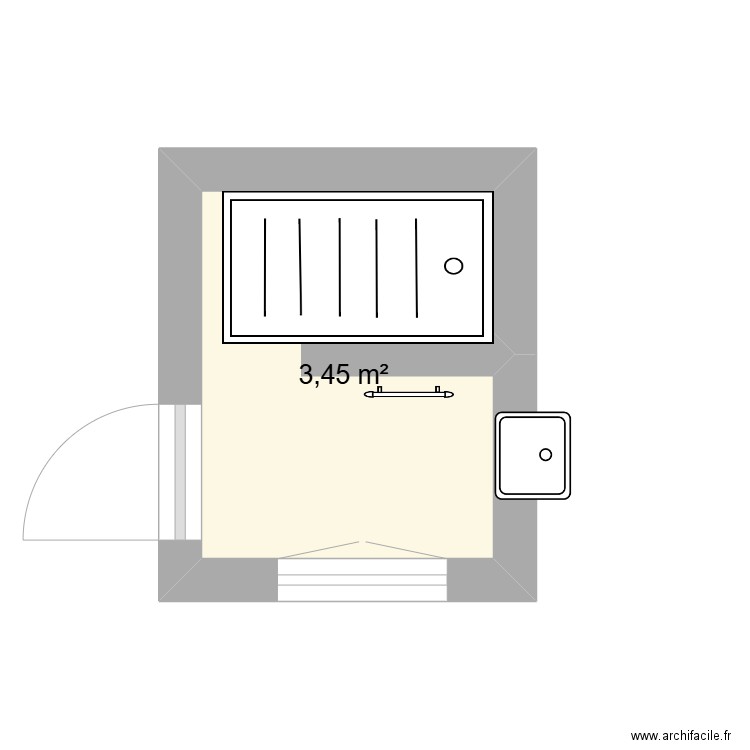 Salle d'eau étage. Plan de 1 pièce et 3 m2