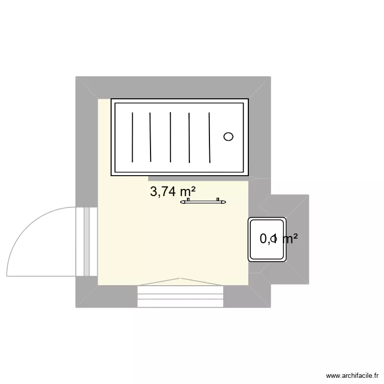 Salle d\'eau &eacute;tage. Plan de 2  et 4 m²