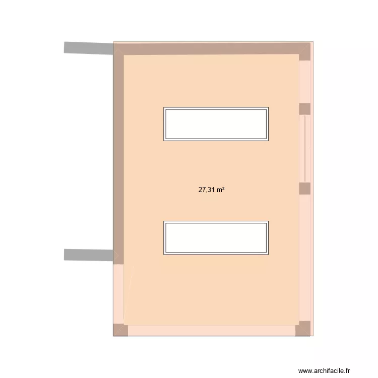 Cuisine. Plan de 1 pièce et 27 m²