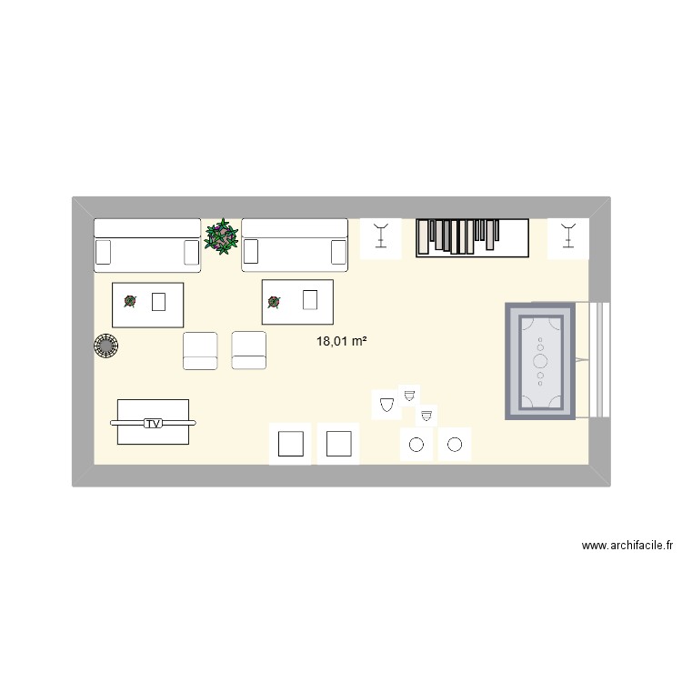 salle d\'attente. Plan de 1 pièce et 18 m2