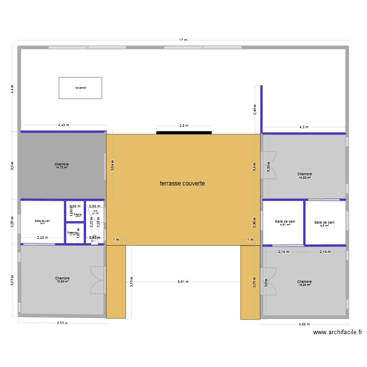 plan maison 4 chambres. Plan de 10 pièces et 78 m2