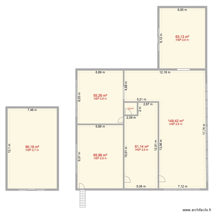 plan publicart 1er etage apres travaux. Plan de 7 pièces et 489 m2