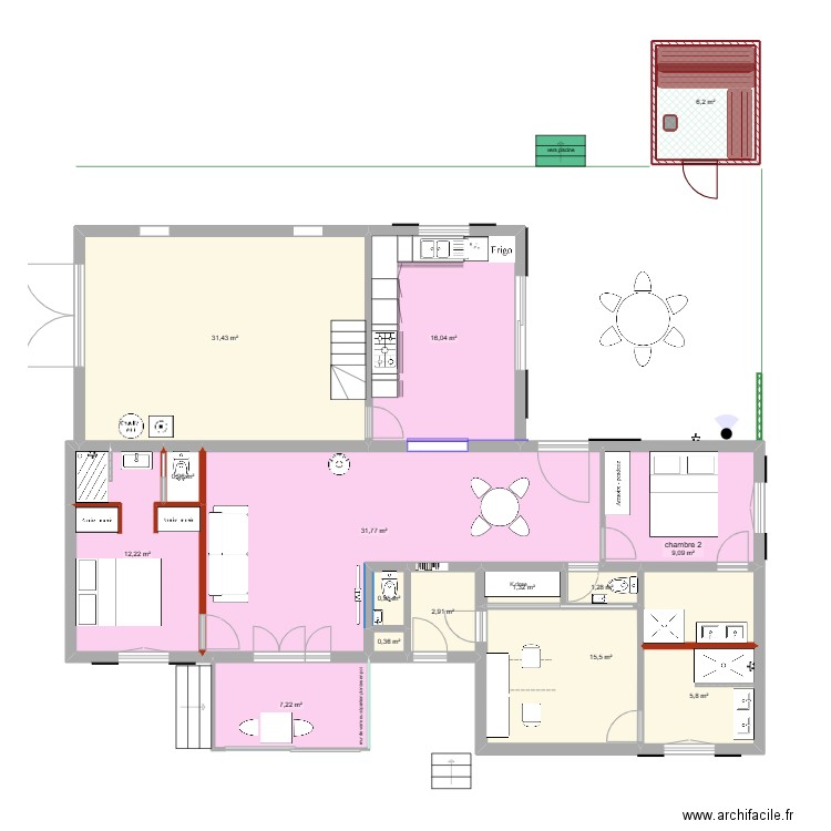 projet 4 ECO bis +  Allemagne. Plan de 15 pièces et 143 m2