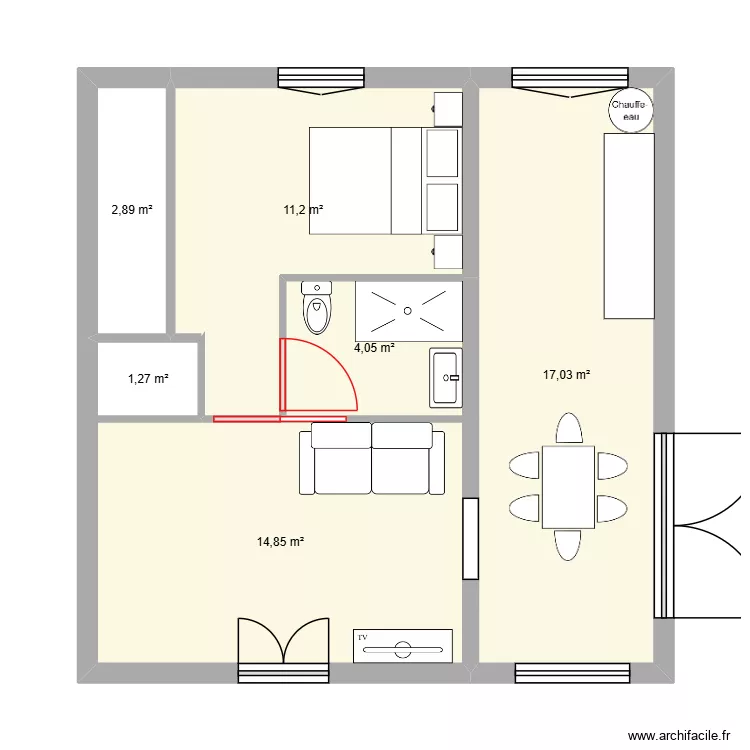 Appart 3 St Jean mobilier. Plan de 6  et 51 m²