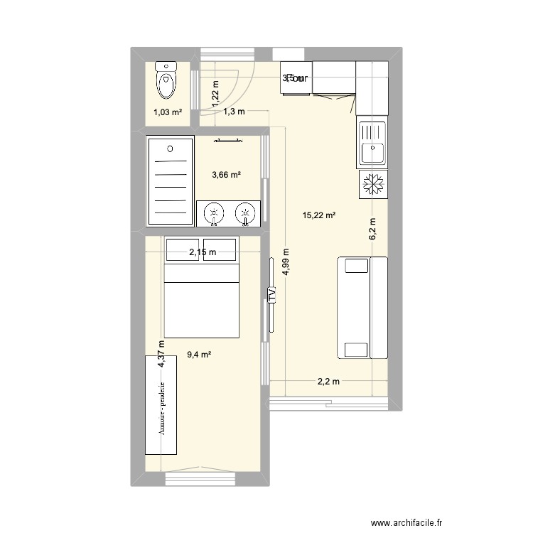 RP LACANAU. Plan de 4 pièces et 29 m2