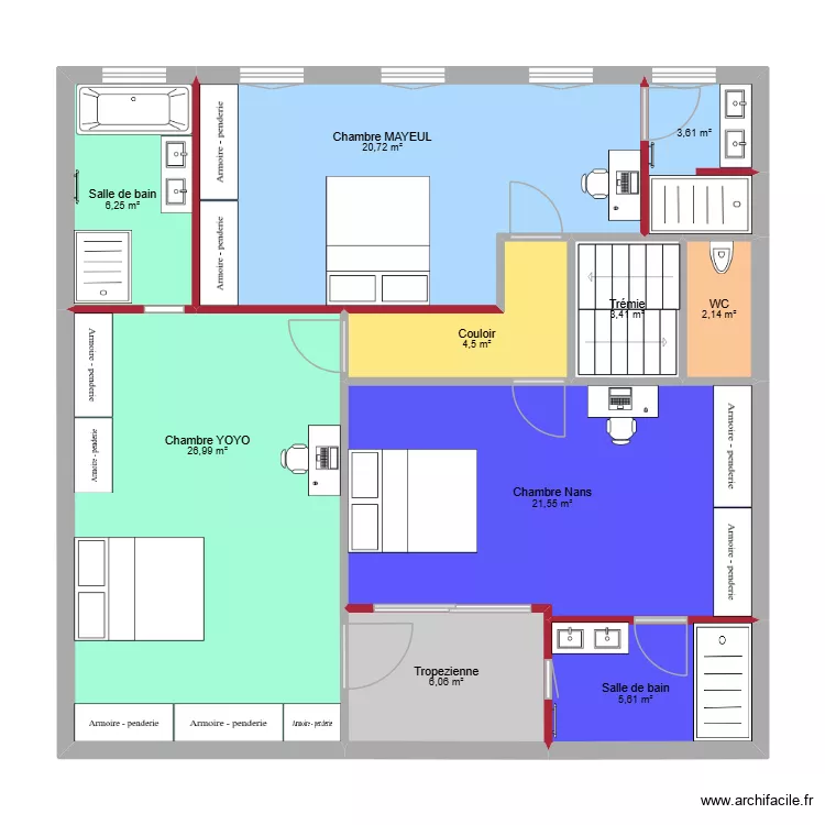 CDS - PRO - R+2 Tropezienne. Plan de 10 pièces et 101 m²