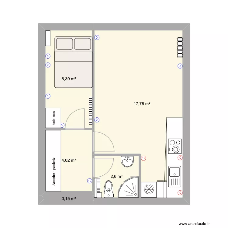 Philippe Auguste. Plan de 5  et 31 m²