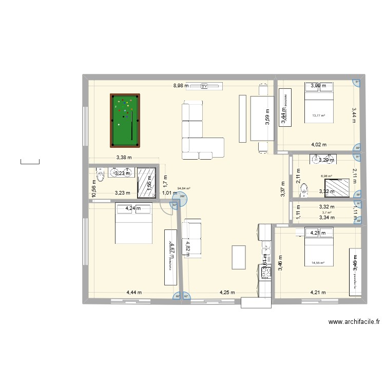 lasterenass1. Plan de 5 pièces et 134 m2
