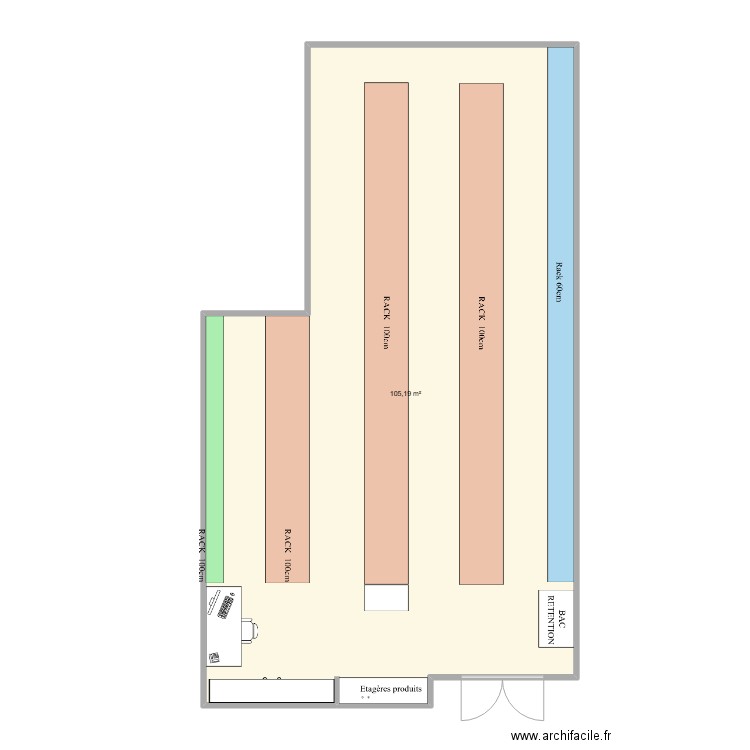 plan pdr. Plan de 1 pièce et 105 m2