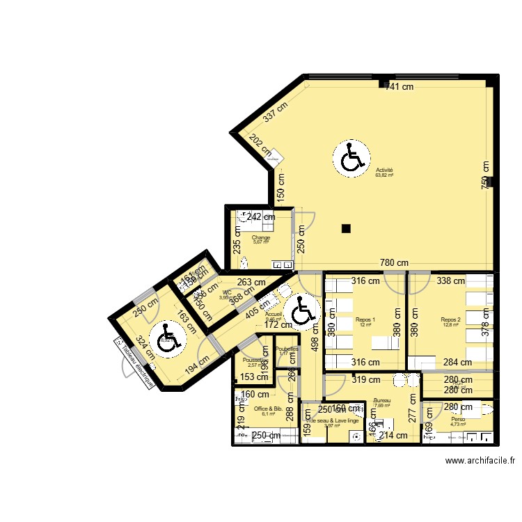 BAGNEUX3 rectif cotes_BJ. Plan de 15 pièces et 147 m2
