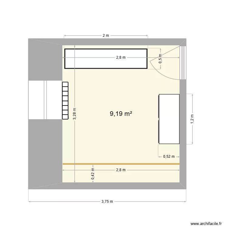 dressing Fabi. Plan de 1  et 9 m²