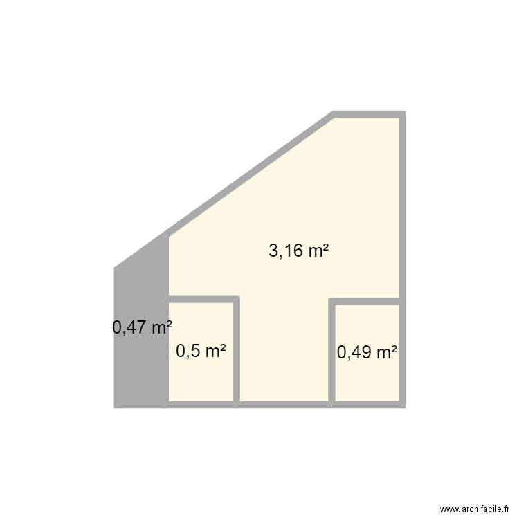 cuisine MC de face. Plan de 4 pièces et 5 m2