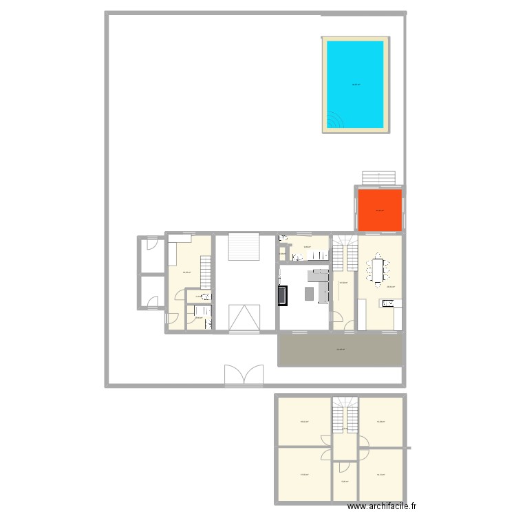 maison pergolas fleuries. Plan de 16 pièces et 219 m2
