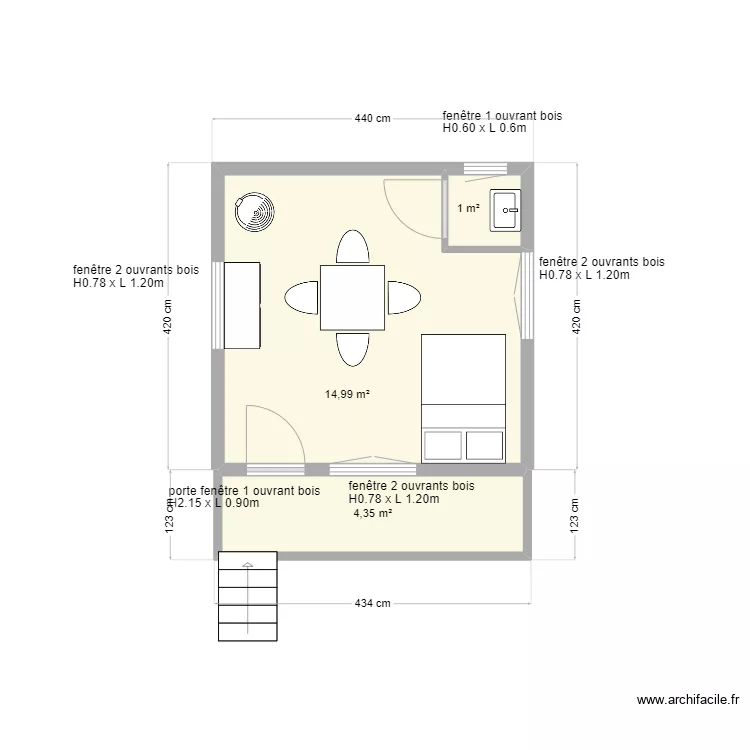 plan cabane 4personnes. Plan de 