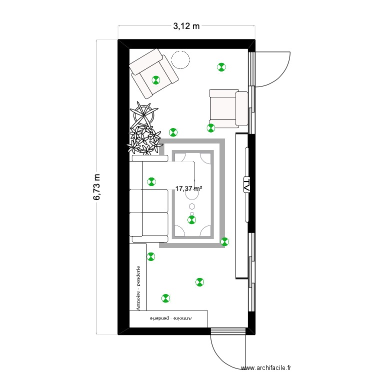LOLO. Plan de 1 pièce et 17 m2