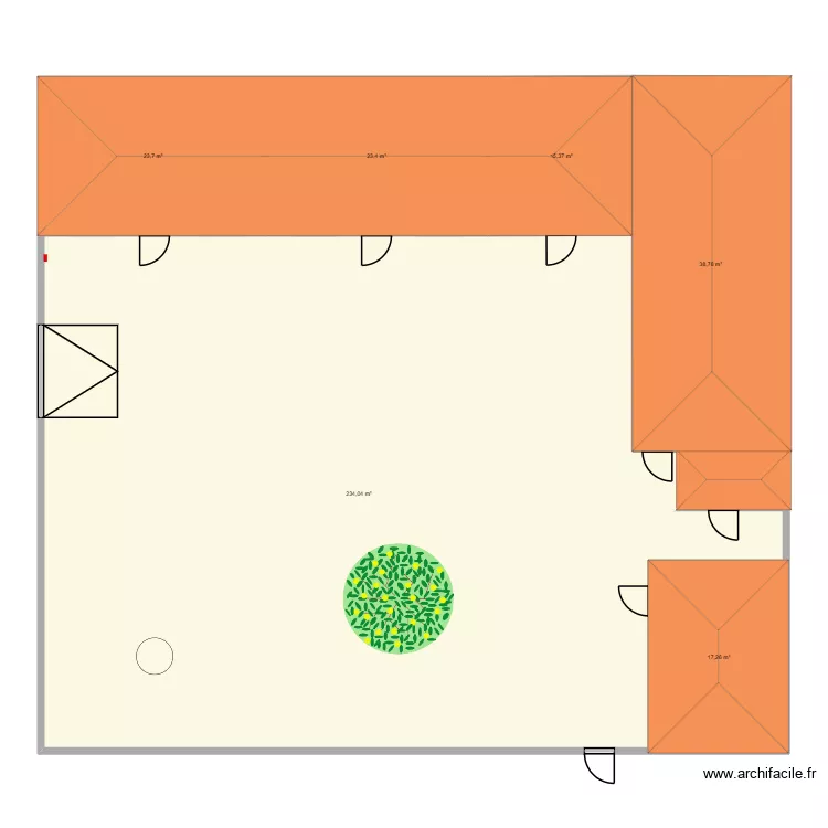 Ferme. Plan de 6 Pièces et 353 m²