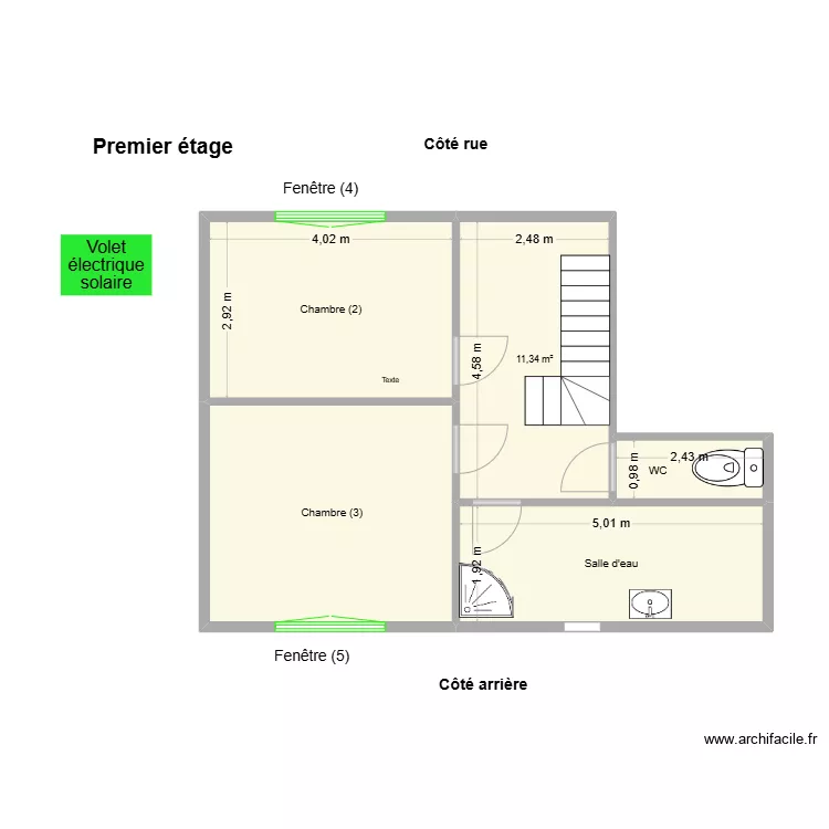 LASSERRE 1er &eacute;tage adaptation. Plan de 