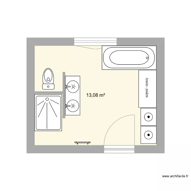 avesnes sdb. Plan de 1  et 13 m²
