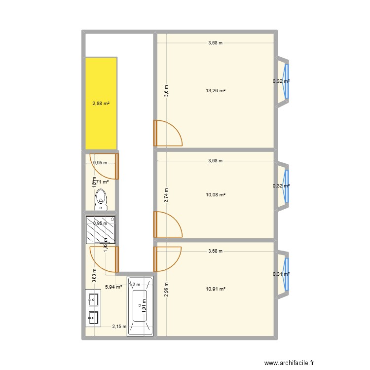 MARTAILLE_St Léon. Plan de 9 pièces et 46 m2