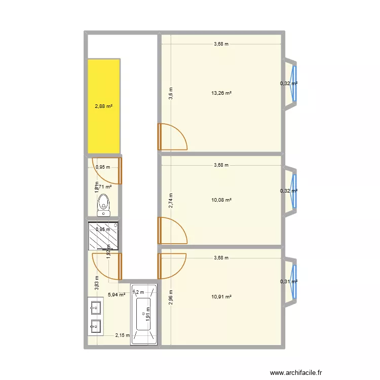 MARTAILLE_St L&eacute;on. Plan de 9 pièces et 46 m²