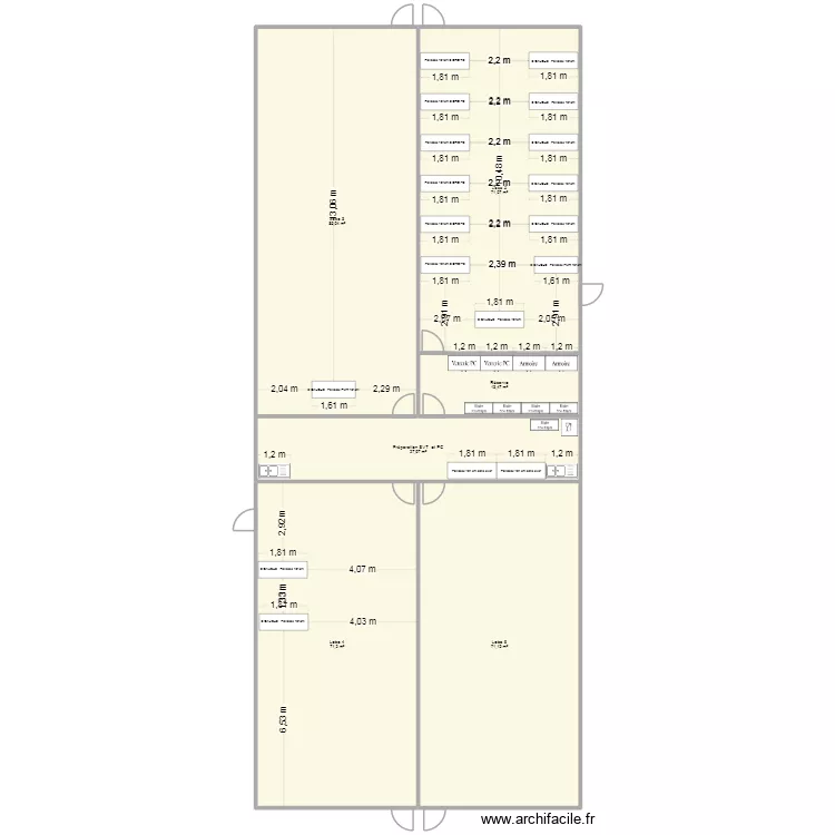 Bloc TP. Plan de 6  et 340 m²