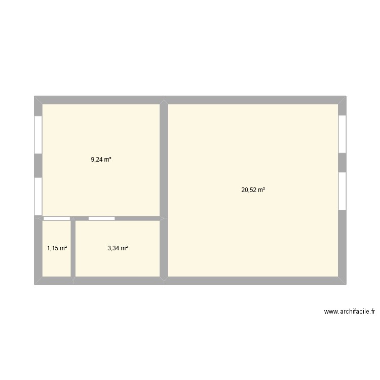 PLUVIAUX LAYS. Plan de 4 pièces et 34 m2