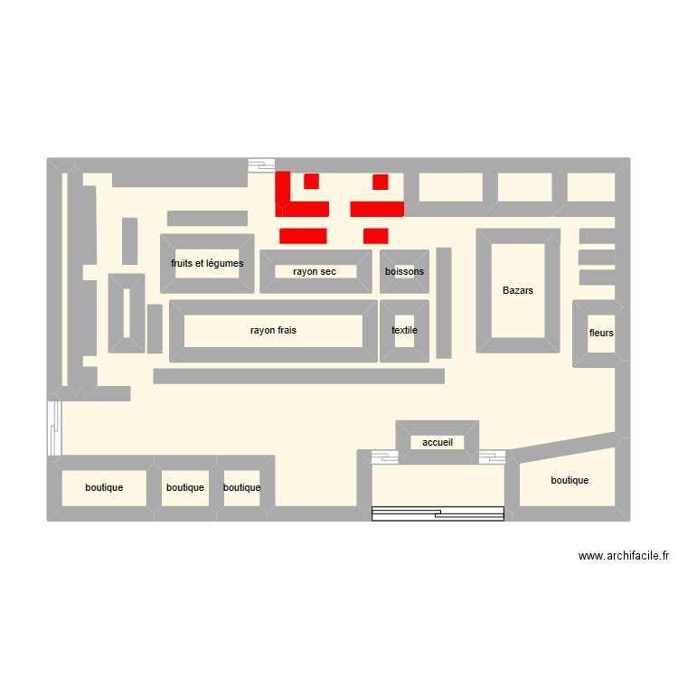 magasin super u. Plan de 16 pièces et 62 m2