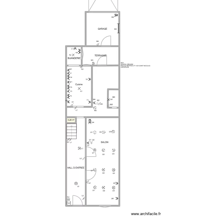 sahr1. Plan de 9  et 61 m²