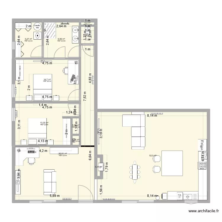 Pat 73. Plan de 11  et 126 m²