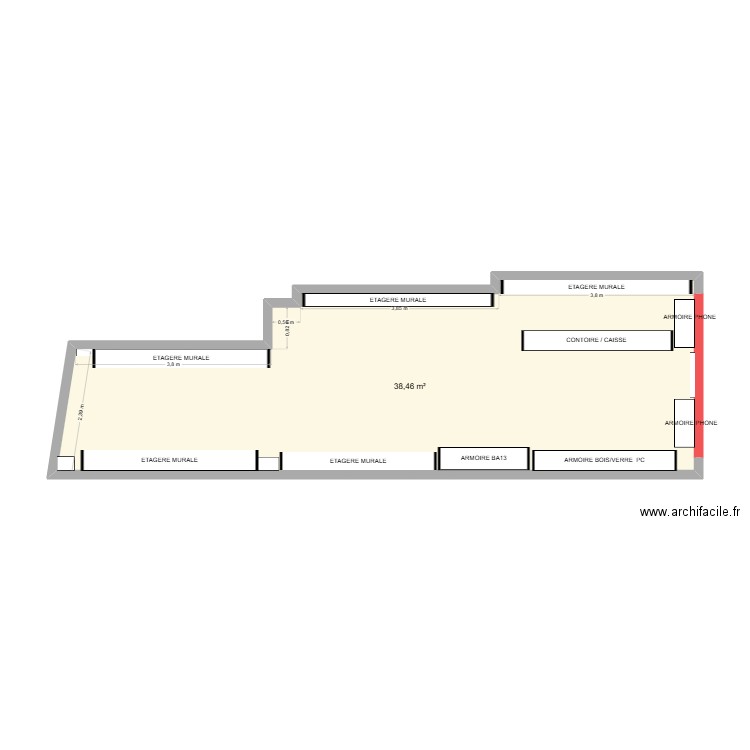 TECHOUSE. Plan de 1 pièce et 38 m2
