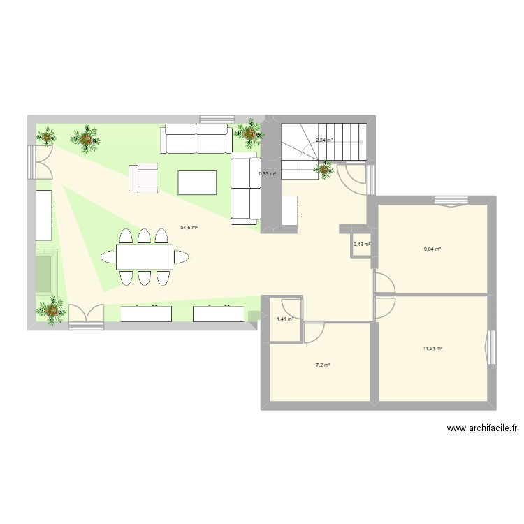 RDC-proposition2. Plan de 8 pièces et 91 m2