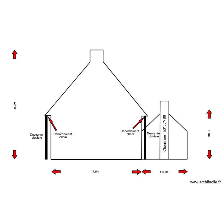 cote droit avant travaux. NEW. Plan de cote droit avant travaux. NEW. Plan de