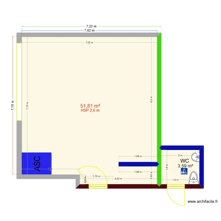 LOCAL SALERNES RDC 56 m&sup2;. Plan de 
