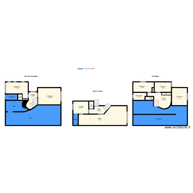 Asselineau. Plan de 22 pièces et 176 m2