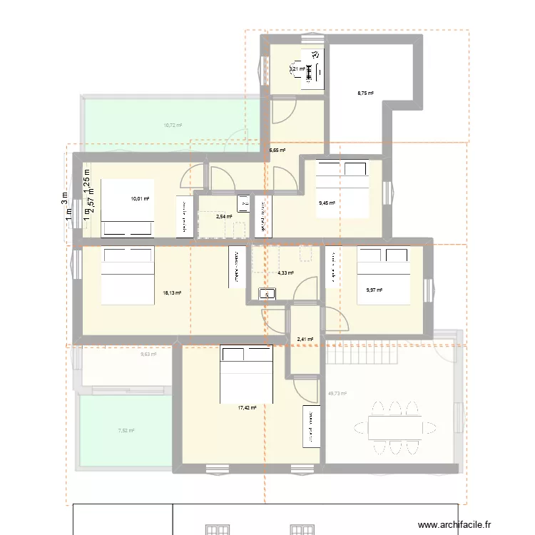 Les Fr&ecirc;nes d&eacute;finitif. Plan de 46  et 522 m²