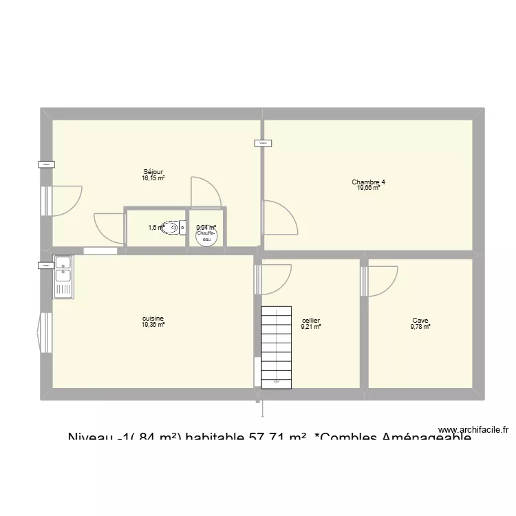 N-1 46 chemi, du croc. Plan de 7  et 77 m²